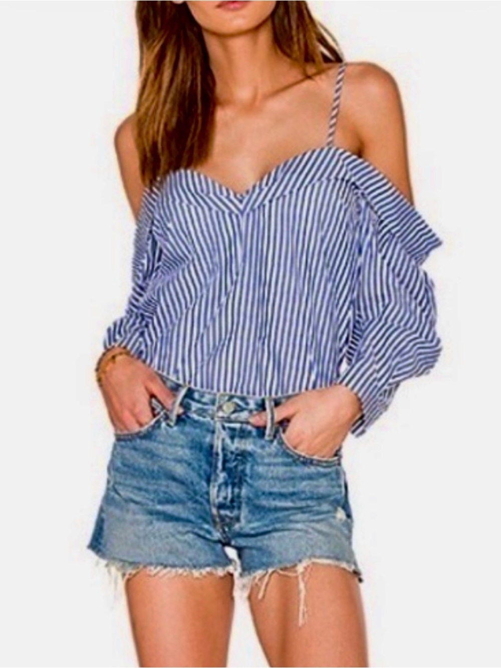 Bardot Paloma Blue and White Striped Top